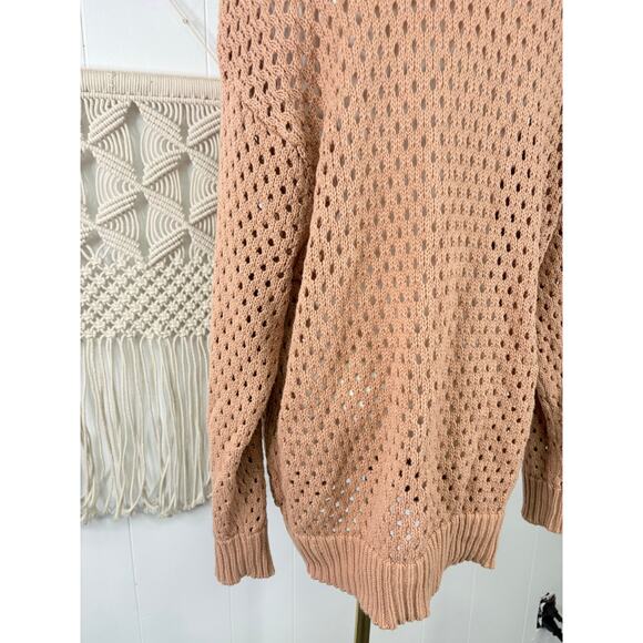 Aerie Tan Oversized Open Knit Polo Sweater Size Medium - Picture 9 of 10